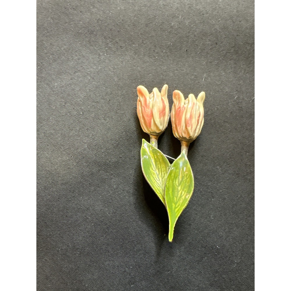 Vintage Avon Tulip Flower Brooch Pin Gold Tone Floral Spring Fashion Jewelry